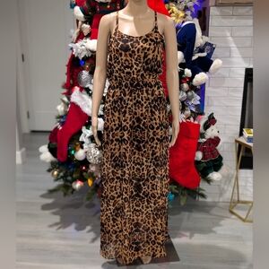 No Boundaries Brown Black Leopard Print Maxi Dress Sleeveless Size M